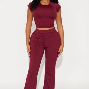 Fashion Nova Burgundy Two-Piece Set